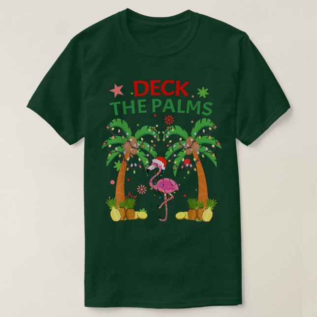 Camiseta Deck Palms Pajamas Christmas Flamingo (Frente do Design)