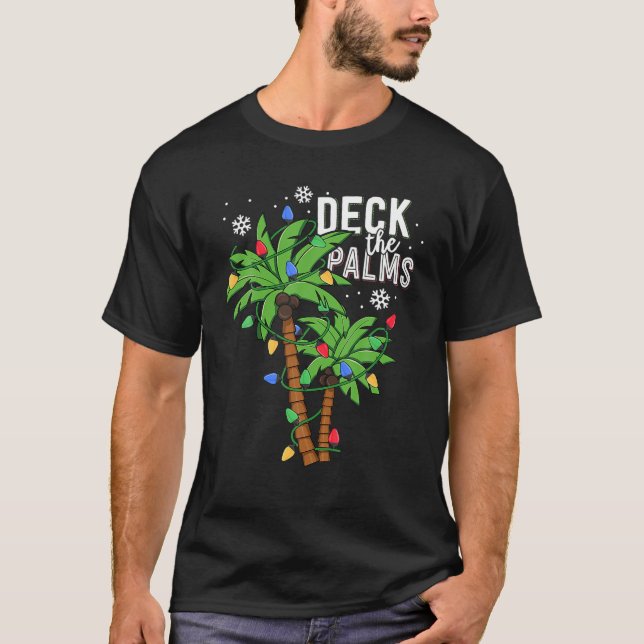 Camiseta Deck The Palms Tropical Hawaii Christmas Palm Tree (Frente)