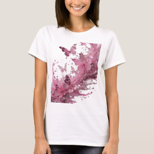 Camiseta Declaração Borboletas Prateadas na Água Arte de Te