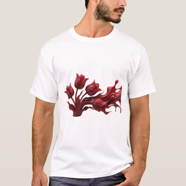 Camiseta Declaração de Estilo de FLOR ABSTRATA Vibrante (Frente)