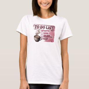 Camiseta Declaração de Estilo Retro Rosa CAFÉ TRABALHO CRIM