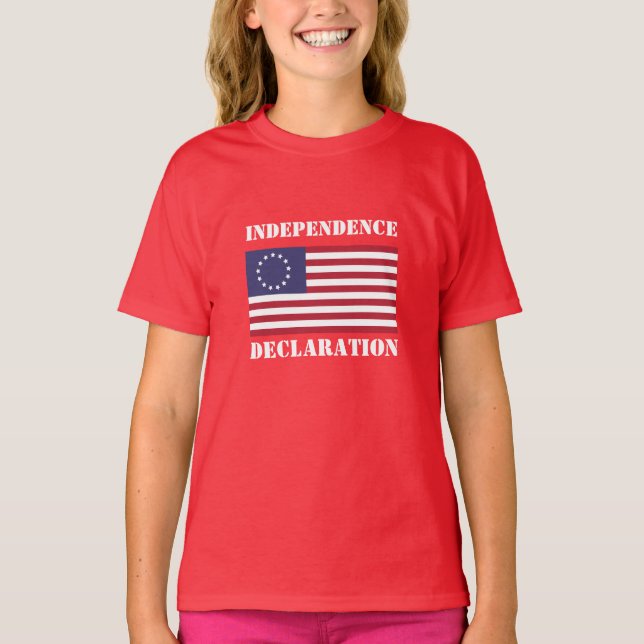 Camiseta DECLARAÇÃO DE INDEPENDÊNCIA À Moda das Crianças (Frente)