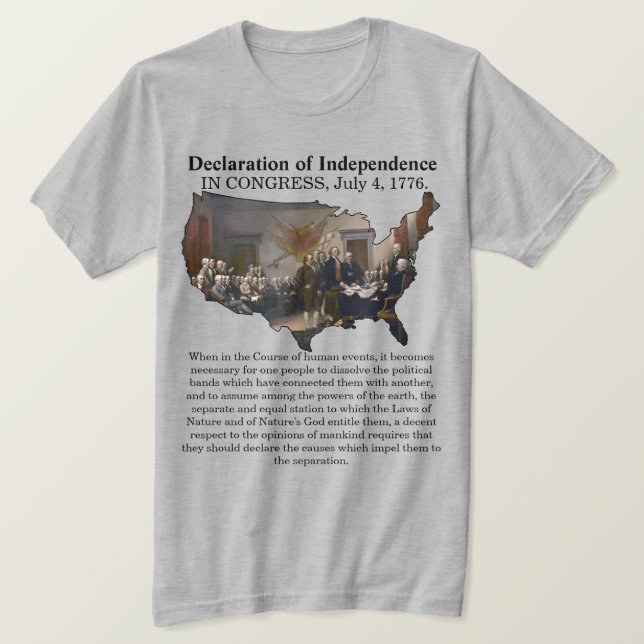 Camiseta Declaração do CONGRESSO de Independência, 4 de jul (Frente do Design)