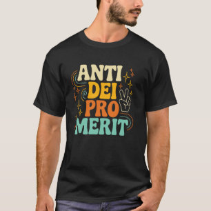 Camiseta Declaração Gráfica Negrito Anti DEI Pro Mérito par
