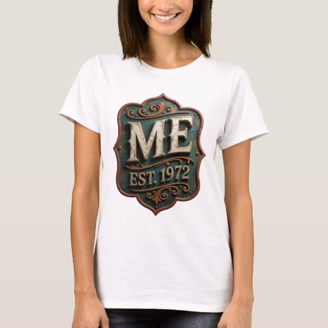 Camiseta Declaração Ouro ME EST 1972 Design Moderno (Frente)