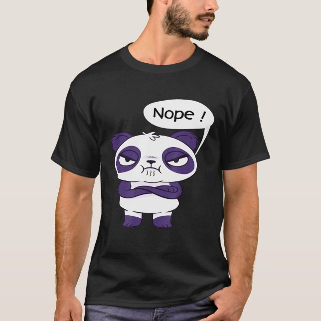 Camiseta Declaração Panda I Nope Divertido Não Não Não Não (Frente)