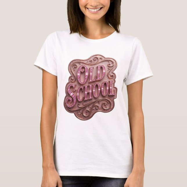 Camiseta Declaração Rosa Design Ousado OLD SCHOOL (Frente)