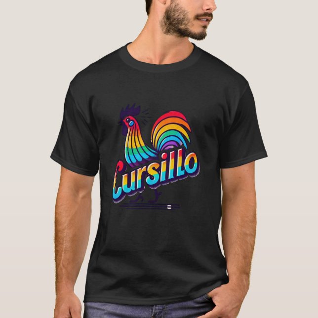 Camiseta DeColores Cursillo Rainbow Galo Católico 1 (Frente)