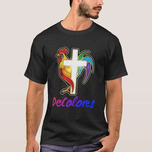 Camiseta DeColores Cursillo Rainbow Rooster Católico 1 (Frente)