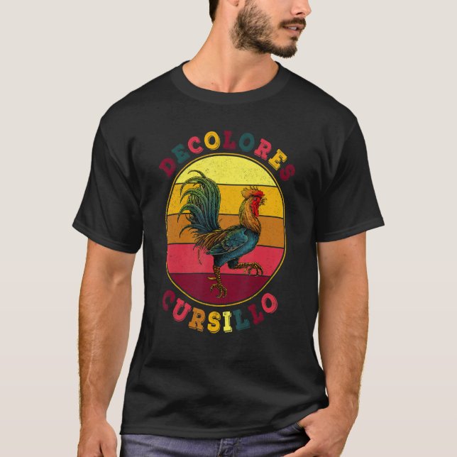 Camiseta DeColores Cursillo Rooster with Distressed Backgro (Frente)