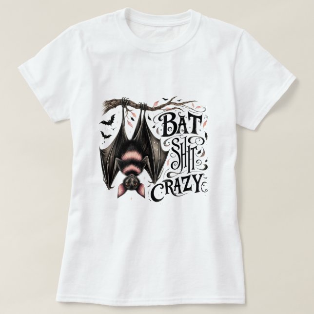 Camiseta Decor de Bat de Seerie Arboreal Adorável (Frente do Design)