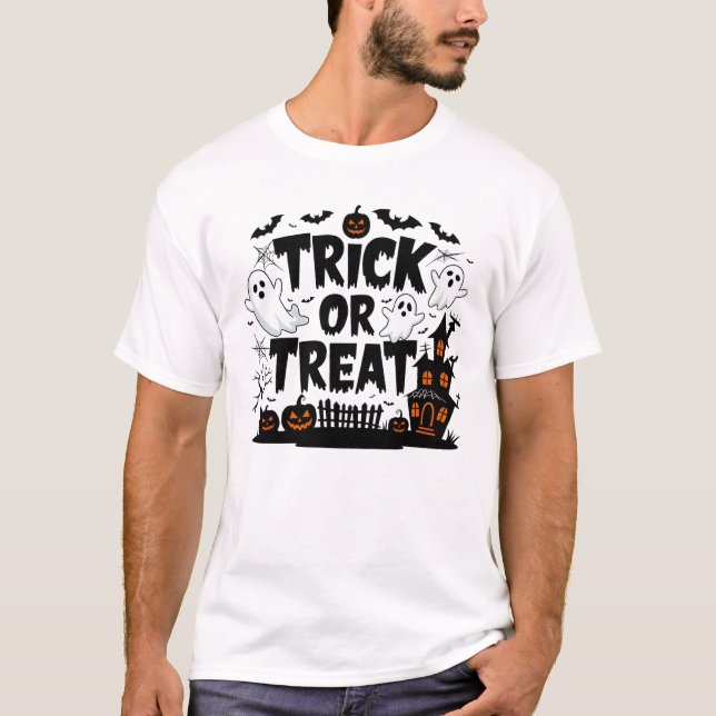 Camiseta Decoração assustadora e guloseimas de Halloween di (Frente)