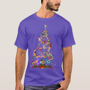 Camiseta Decoração da borboleta Árvore de Natal Santa Hat X