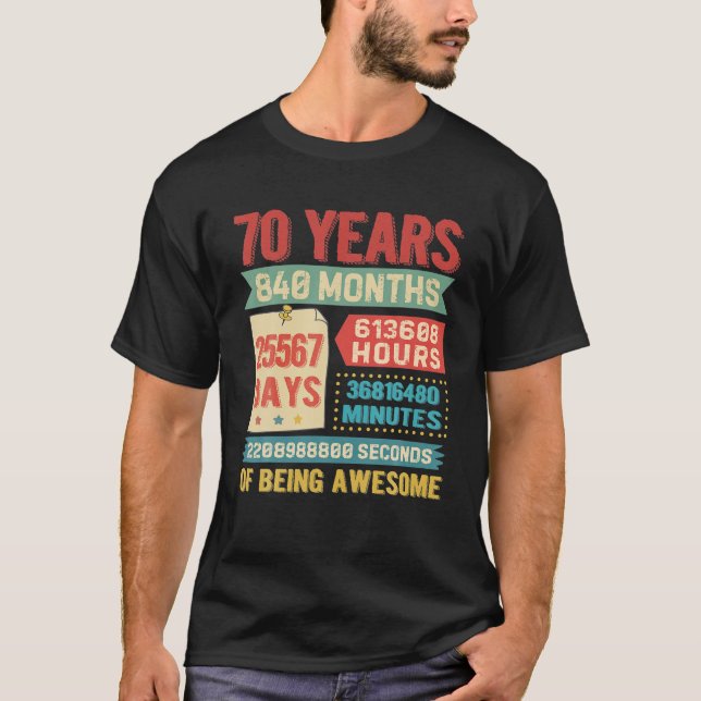 Camiseta Decoração de 70 anos de 70 de aniversário (Frente)