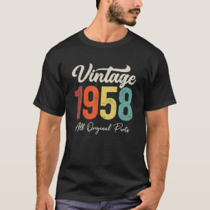Camiseta Decoração de Aniversário de 65 Anos Vintage 1958