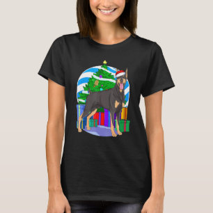 Camiseta Decoração de árvore de Natal do Papai Noel Doberma