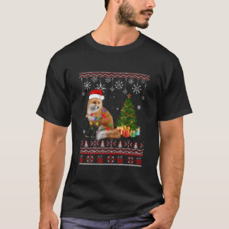 Camiseta Decoração de Árvore de Raposa Santa Luz Neve