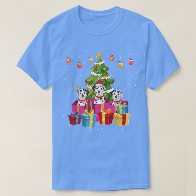 Camiseta Decoração de Árvores de Natal para Cachorros Dalmá (Frente do Design)