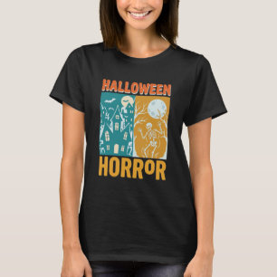 Camiseta Decoração de Casa Assombrada de Halloween Lua Esqu