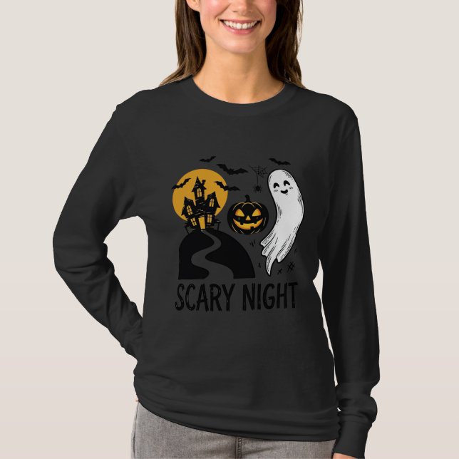Camiseta Decoração de Fantasma de Casa Assombrada de Hallow (Frente)