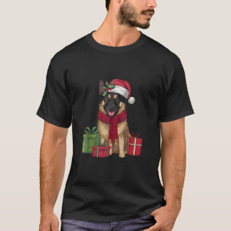 Camiseta Decoração de festa de Natal Santa Cão Malinois Bel