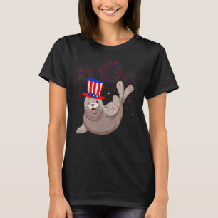 Camiseta Decoração de fogos de artifício de azuis vermelhos