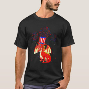 Camiseta Decoração de Fogos de Artifício Vermelho Branco Az