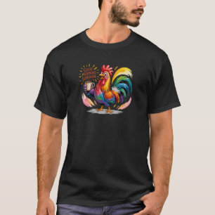 Camiseta Decoração de Galo de Campo Galinha Café Manhã