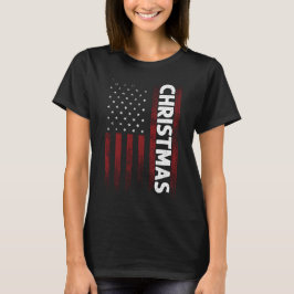 Camiseta Decoração de Natal da Bandeira Americana para um F