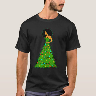 Camiseta Decoração de Natal da Mulher Africana Americana
