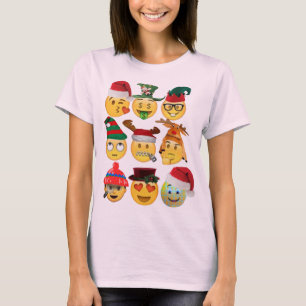 Camiseta decoração de natal emoji mulheres engraçadas signi