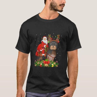 Camiseta Decoração de Natal Papai Noel Montando Cachorro Yo