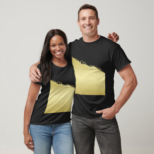 Camiseta Decoração de ouro de luxo em ouro e preto, Monog