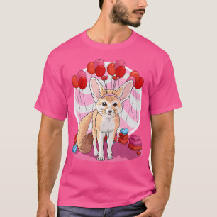 Camiseta Decoração do Dia Valentim Fennec Fox Heart
