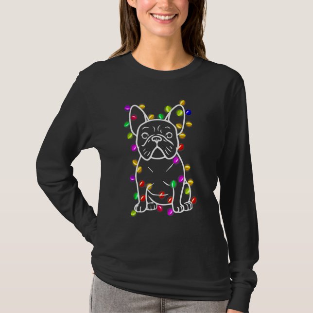 Camiseta Decorações das árvores de Natal do Bulldog Francês (Frente)