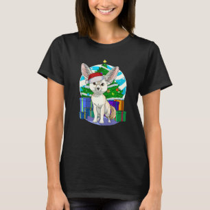 Camiseta Decorações das árvores de Natal Fennec Fox Santa H