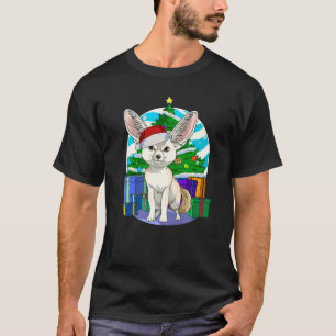 Camiseta Decorações das árvores de Natal Fennec Fox Santa H