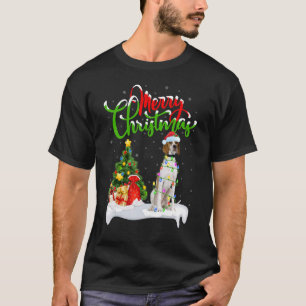 Camiseta Decorações de Natal Cachorro Pointer Inglês Santa