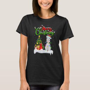 Camiseta Decorações de Natal Cão Husky Siberiano do Papai N