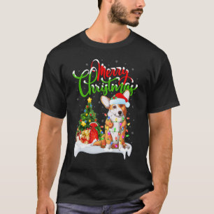 Camiseta Decorações de Natal Corgi Cachorro Santa Natal