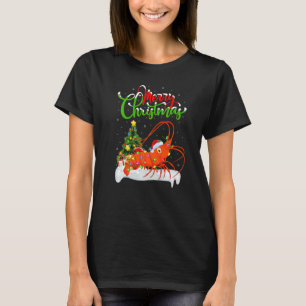 Camiseta Decorações de Natal de Camarão Peixe Santa Camarão