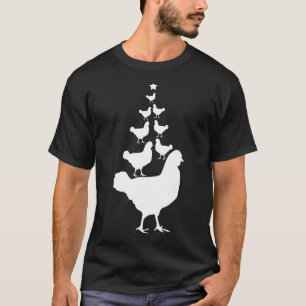 Camiseta Decorações de Natal de Frango Árvore de Natal Cria