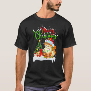 Camiseta Decorações de Natal de Gato Gato de Natal Santa