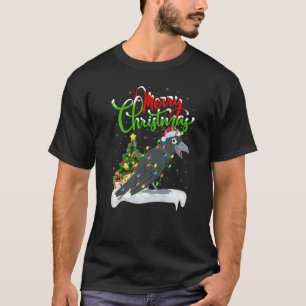 Camiseta Decorações de Natal de Pássaro Corvo Santa Corvo N