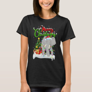 Camiseta Decorações de Natal Elefante Santa Elefante Natal