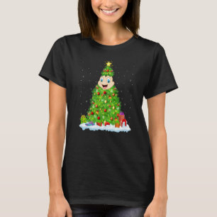 Camiseta Decorações de Natal Luzes Santa Ladybug Árvore de
