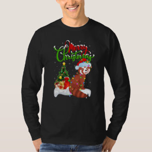 Camiseta Decorações de Natal Panda Vermelho Papai Noel Pand