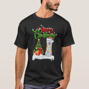 Camiseta Decorações de Natal Papai Noel Akita Cão Natal