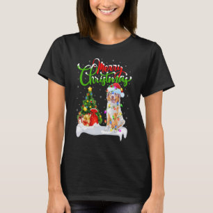 Camiseta Decorações de Natal Papai Noel Australian Shepherd