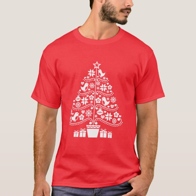 Camiseta Decorações de Natal Tradicionais Escandinavas (Frente)